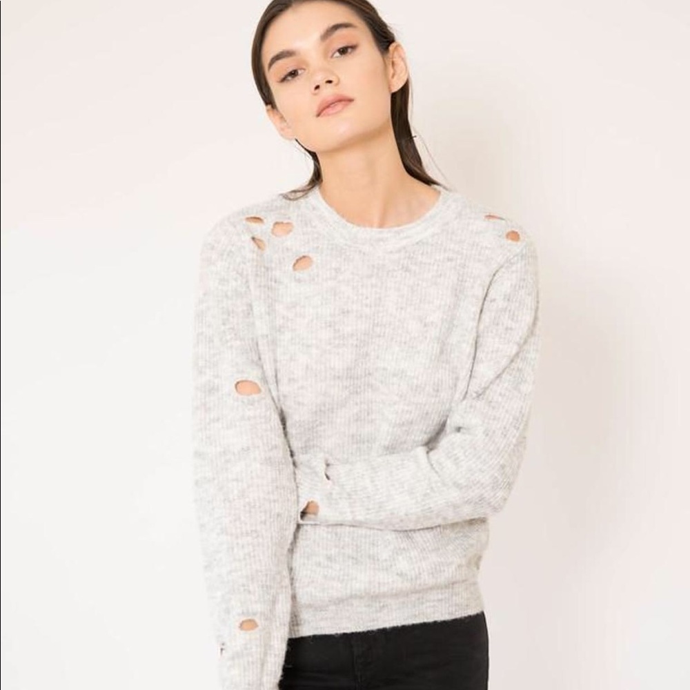 Distressed Grey Knit Sweater